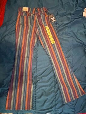 Rock and Roll Denim Hippie Striped Flare Jeans in Multicolor Stripe - Rare cute!